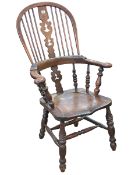 Antique Windsor pierced splat back elbow chair.