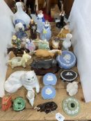 Royal Copenhagen vase, Royal Doulton and other figures, Wedgwood Jasperware, Beswick, etc.