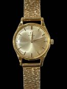 Ladies Omega 9 carat gold bracelet watch.