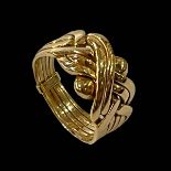 Gents 18 carat gold six strand puzzle ring, size Z.