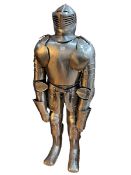 Reproduction suit of armour on wooden frame, 169cm.