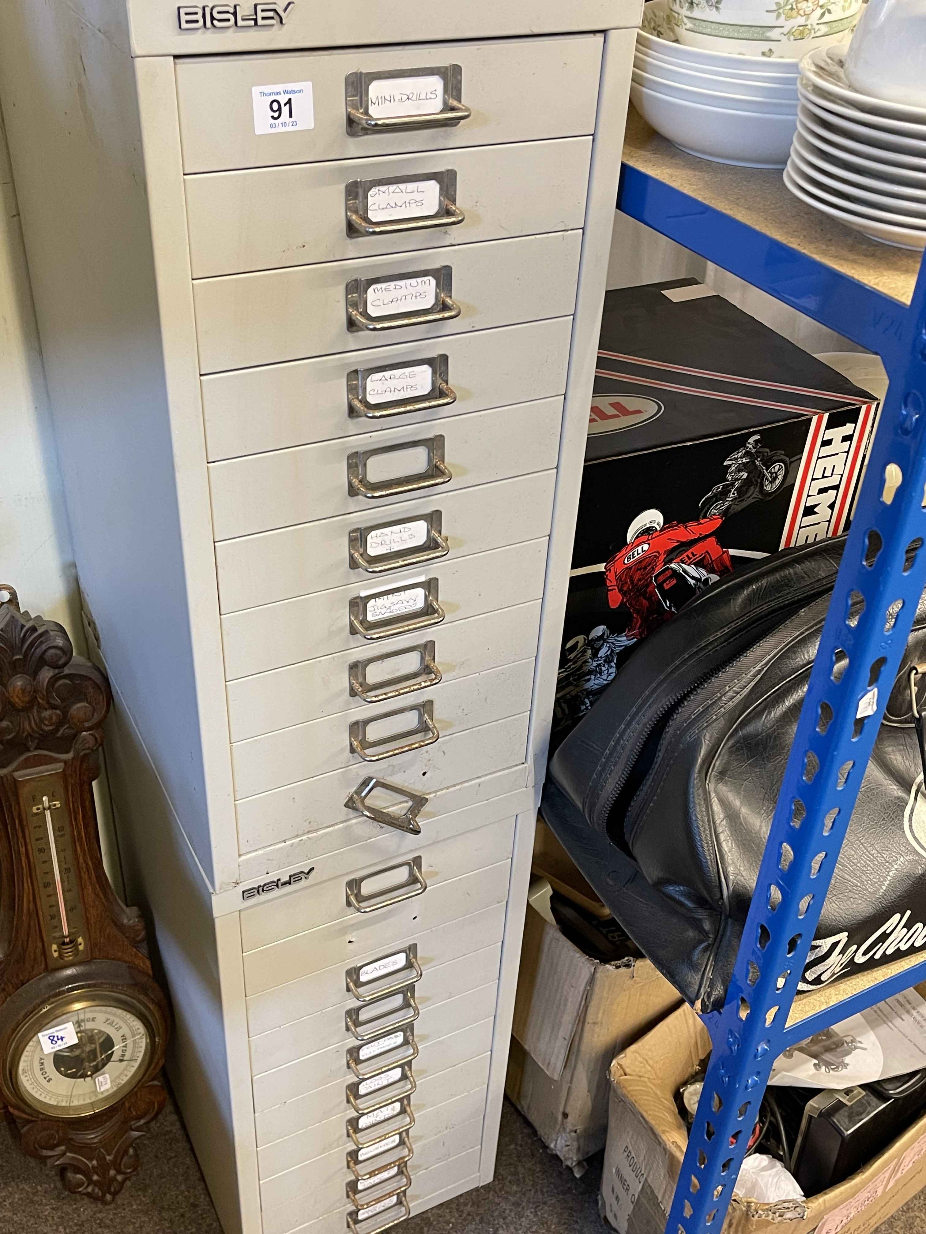 Two steel index cabinets and collection of various tools. - Image 2 of 2