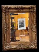 Substantial rectangular gilt framed bevelled wall mirror, 115cm by 89cm including frame.