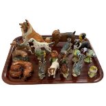 Collection of Beswick animals including otter whisky bottle (19).