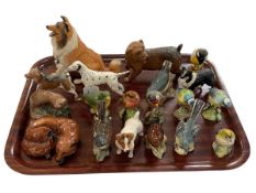 Collection of Beswick animals including otter whisky bottle (19).