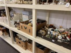 Two oil lamps, table lamp, shades, assorted glass and china, etc.