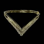 18 carat yellow gold V-shaped diamond bangle,