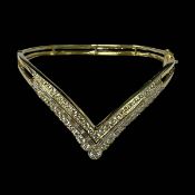 18 carat yellow gold V-shaped diamond bangle,