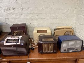 Three vintage Bush radio's, Berec radio, Mullard radio and vintage amplifier (6).
