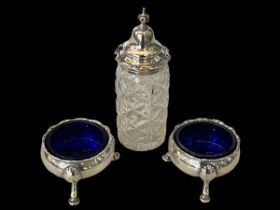 Pair George III silver cauldron salts on hoof feet, D & R Henell London 1770,
