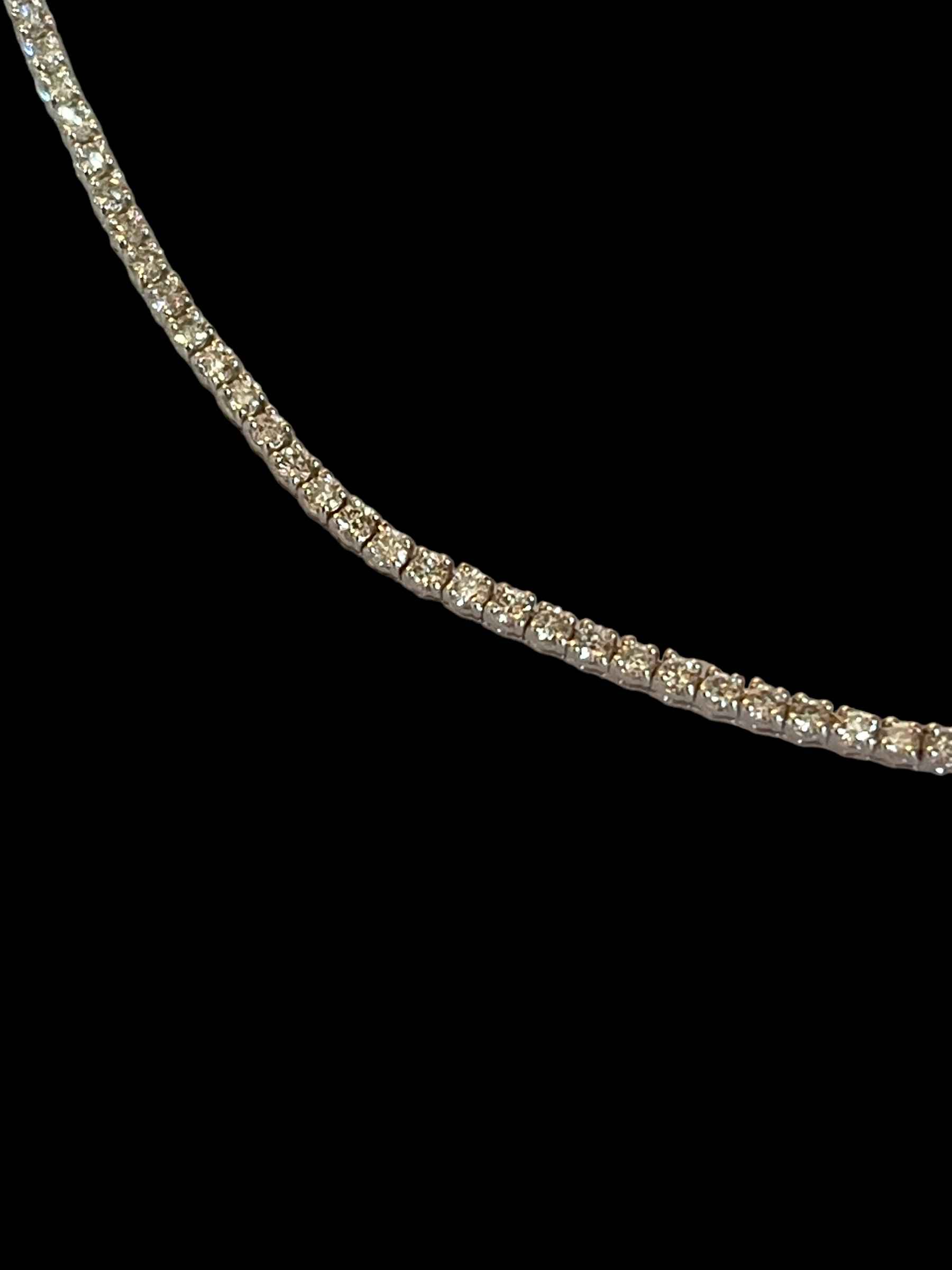 18 carat white gold and diamond tennis necklace, total diamond content 4.27 carats. - Image 2 of 2