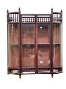 Two door bow end glazed wall cabinet, 80cm by 68cm.