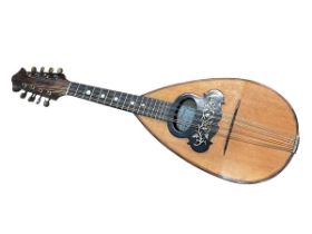 Inlaid mandolin marked on label Carlo Loveri and Figlio, Napoli.