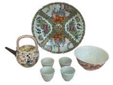 Cantonese dish decorated with figures, birds and fauna, Chinese bowl,