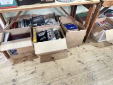 Seven boxes of books including railway, television servicing, Maplin electronics, etc.