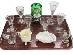 Eleven pieces of mainly 19th Century glassware including Scottish bonnet glass,