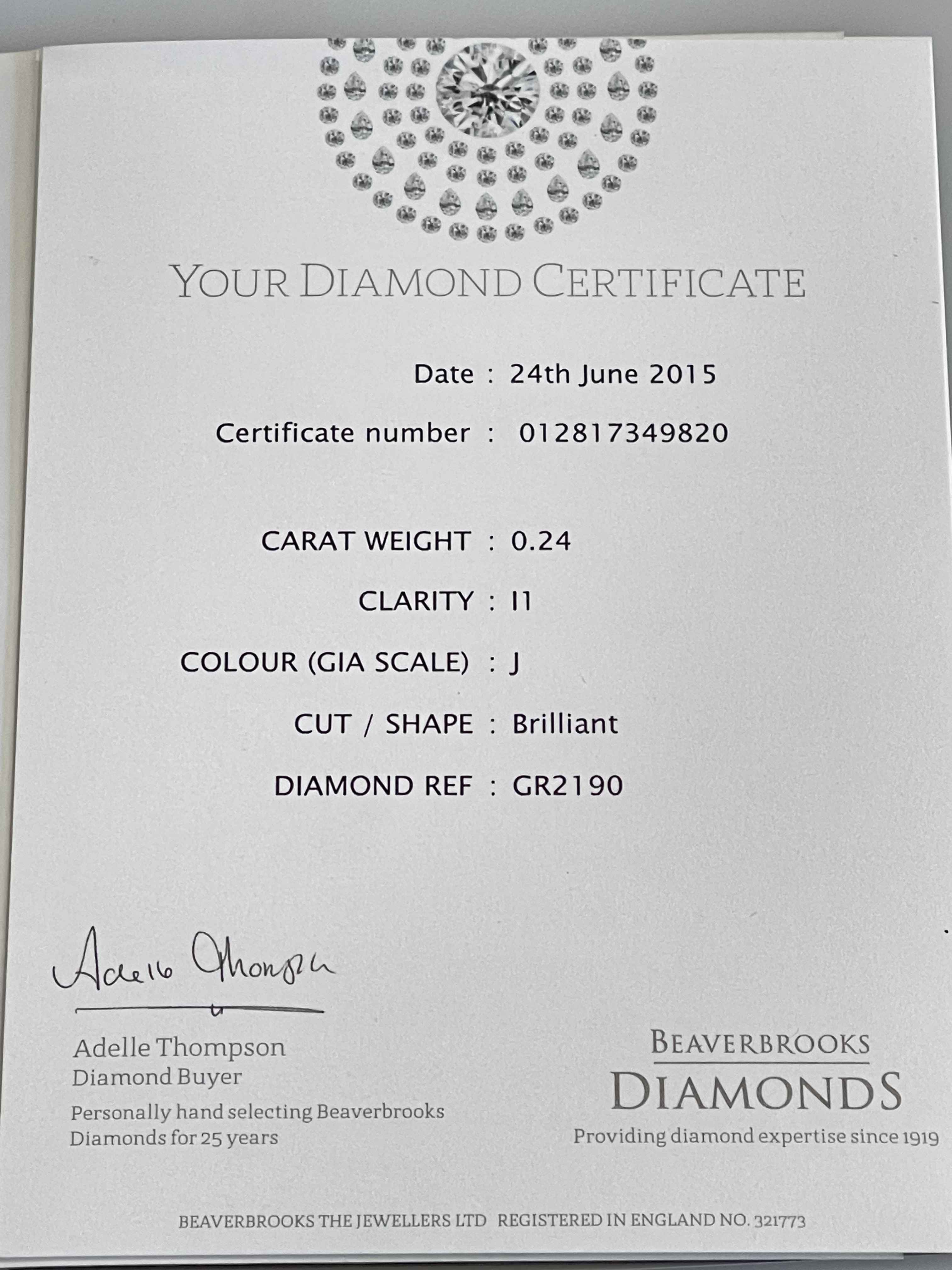 Diamond multi-stone 9 carat white gold ring, size K, in Beaverbrooks box with certificate. - Image 3 of 3