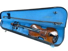 Violin and bow in box.
