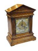 Victorian architectural oak and gilt framed bracket clock, 42cm high.