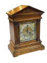 Victorian architectural oak and gilt framed bracket clock, 42cm high.