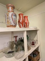 Collection of glassware, five boxes of various china, figures, vases, etc.