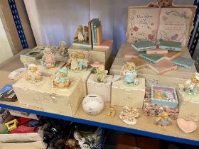 Cherished Teddies nursery rhyme figures and display stand, pair book ends, Beatrix Potter books,