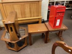 Mid Century G Plan? teak nest of three tables, teak and copper topped nest of three tables,