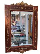 Continental gilt metal and roundel decorated framed rectangular wall mirror, 99cm by 64cm.