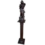 Composite lady figural sculpture with pedestal, 168cm.