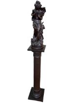 Composite lady figural sculpture with pedestal, 168cm.