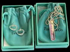 Tiffany silver ingot pendant and earrings.
