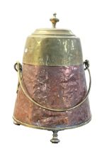 Ornate beaten copper and brass coal bin, 44cm.