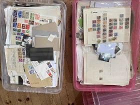 Two boxes of worldwide stamps, Victorian to EQII era.