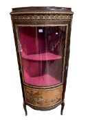 French style ormolu corner cabinet with glazed and painted style panel door on cabriole legs.