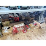 Collection of assorted vintage electrical equipment, valves, coins, etc.