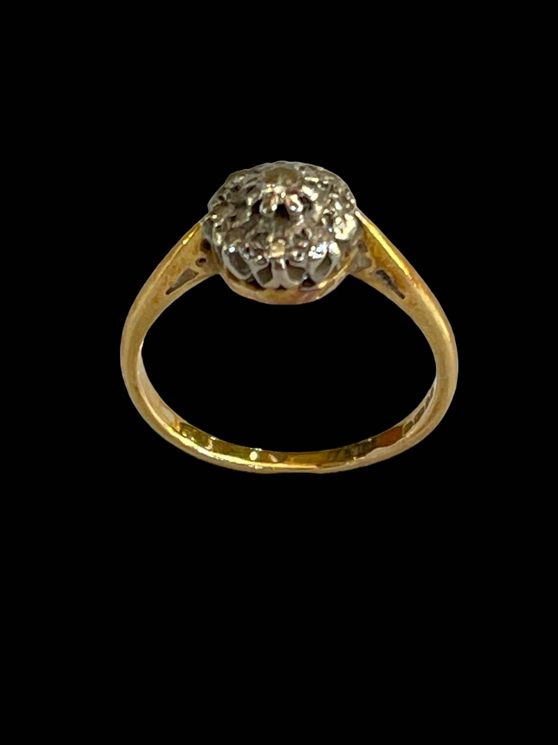 Diamond nine stone 18 carat gold ring, size M. - Image 2 of 2