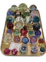 Collection of glass paperweights including Caithness, Selkirk, Mdina, etc.