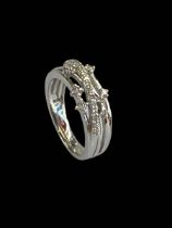 Diamond multi-stone 9 carat white gold ring, size K, in Beaverbrooks box with certificate.
