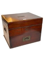A Victorian mahogany desk box with hinged lid above one drawer, 30cm high.