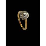 Diamond nine stone 18 carat gold ring, size M.