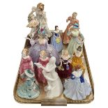 Assorted figurines including Franklyn Porcelain Marianne the Minuet, Coalport, Royal Worcester, etc.