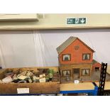 Vintage dolls house and collection of accessories.