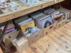 Collection of LP records and singles including Status Quo, Elvis, Queen, etc.