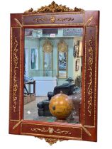 Continental gilt metal and roundel decorated framed rectangular wall mirror, 99cm by 64cm.