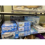 Collection of Trumpeter military aircraft model kits.