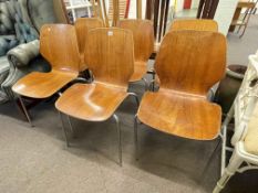 Set of six vintage stacking school/reception chairs.