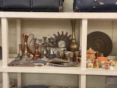 Assorted metalwares, Sunburst clock, Cottage ware, etc.