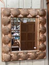 Contemporary shell decorated wall mirror, 55.5cm by 48cm.