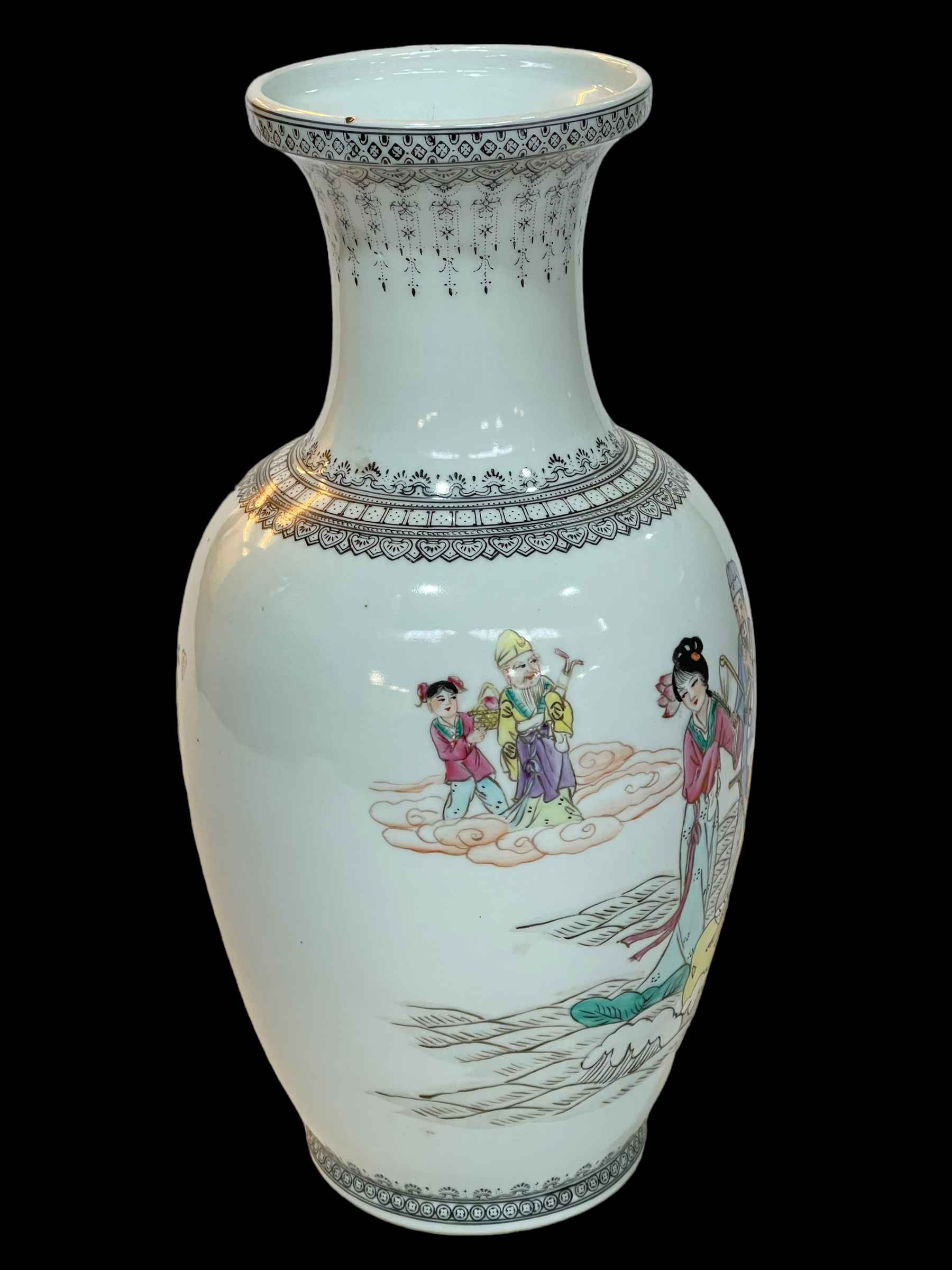 Large Chinese Republic vase decorated with figures and verse, red seal mark to base, 35.5cm. - Image 2 of 4