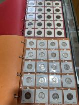 Two albums of GB coinage including pre 1947 silver (1757 George II sixpence,